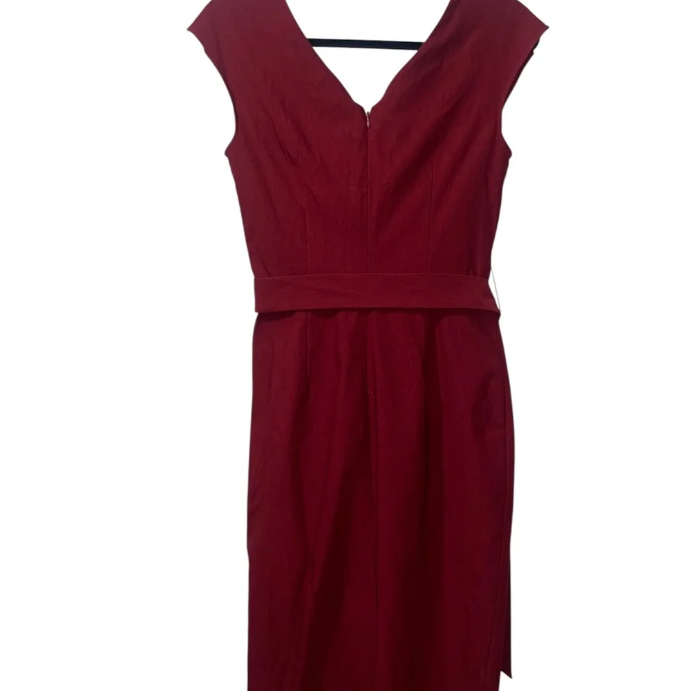 NEW Women's Muxxn Red Wrap‎ V Neck Tie Waist Formal Vintage Dress Sz L